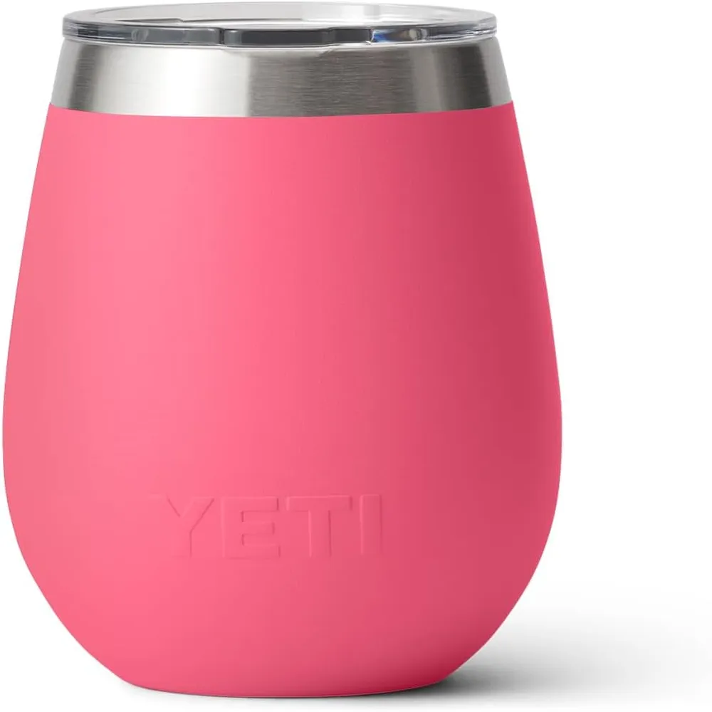 YETI Rambler Vaso de vino de 10 oz de acero inoxidable con tapa MagSlider color rosa
