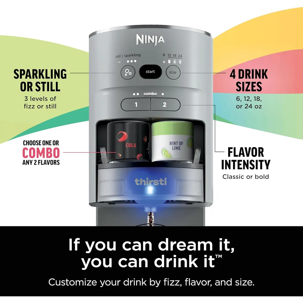 NINJA THIRSTI SISTEMA DE BEBIDAS CON GAS Y SIN GAS, CILINDRO CO₂ 60 L | GRIS