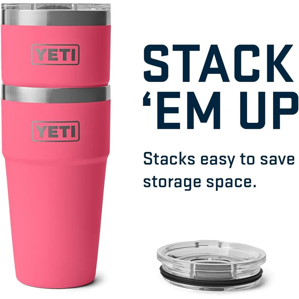 YETI Rambler Vaso de 20 oz de acero inoxidable y tapa MagSlider color rosa