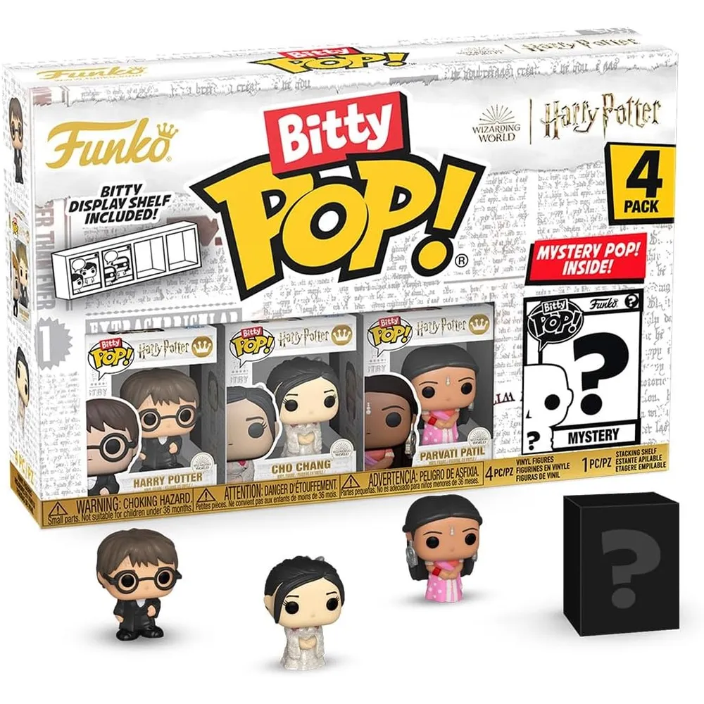 Funko Pop | Pack de 4 Bitty de Harry Potter (Harry, Cho, Parvati, y figura sorpresa)