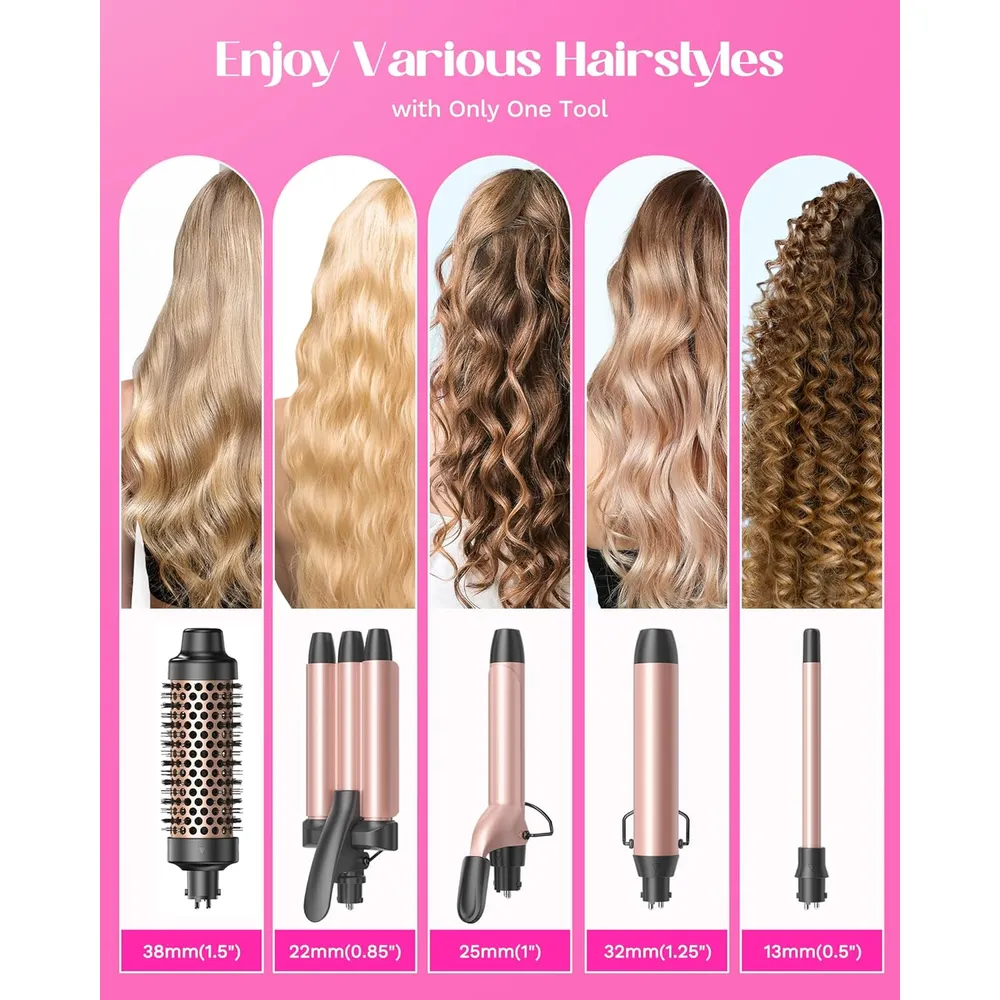 RIZADOR WAVYTALK 5 EN 1 SET 0.5"-1.25" | ROSE PINK