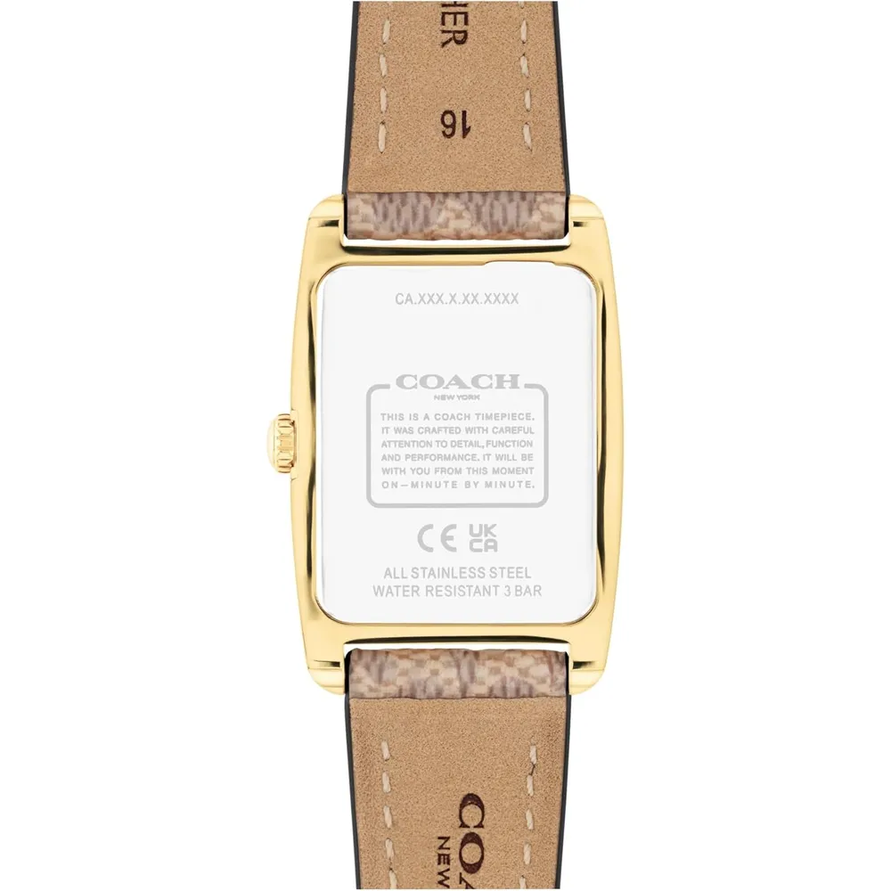 COACH Reloj Reese de cuarzo 2H con correa de cuero Resistente al agua 3 ATM-30 Metros | Oro - Marron
