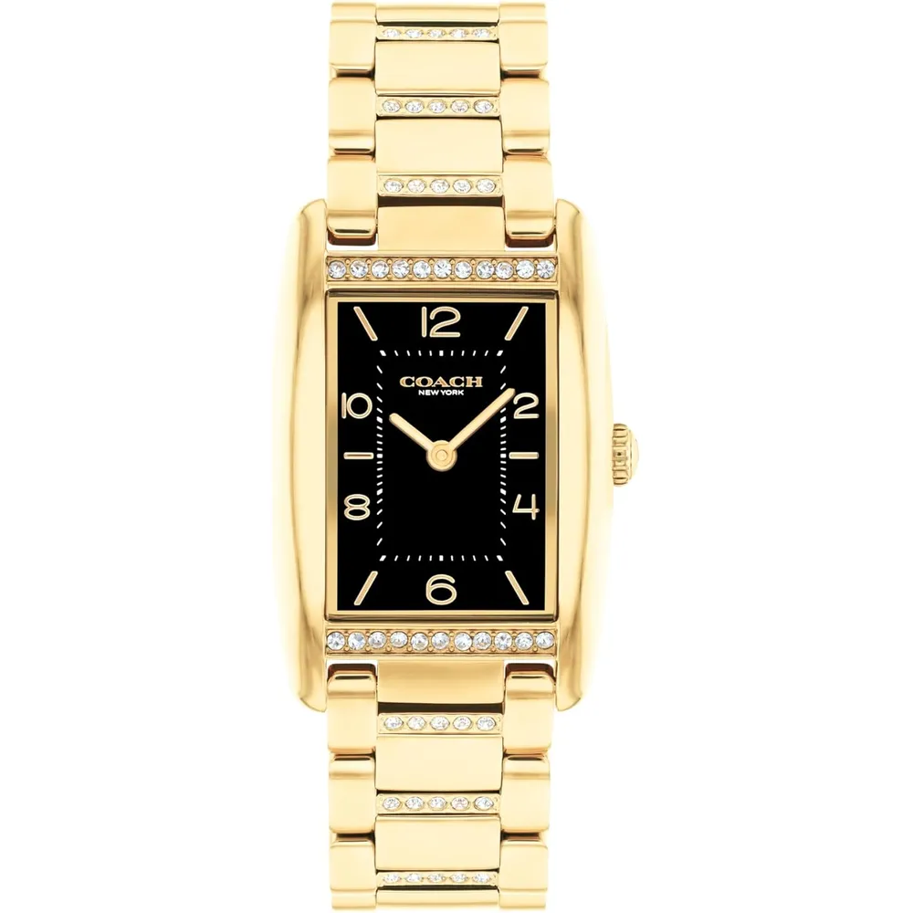 COACH Reloj Reese de cuarzo 2H con pulsera de eslabones de cristal Resistente al agua 3 ATM-30 Metros | Oro