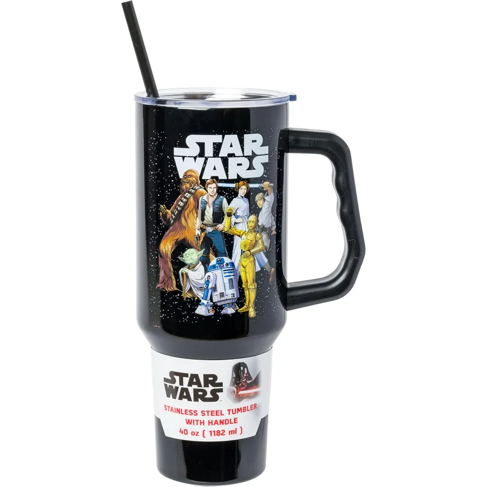 Disney | Vaso de acero inóxidable con asa y pajita de 40 OZ | Stars Wars