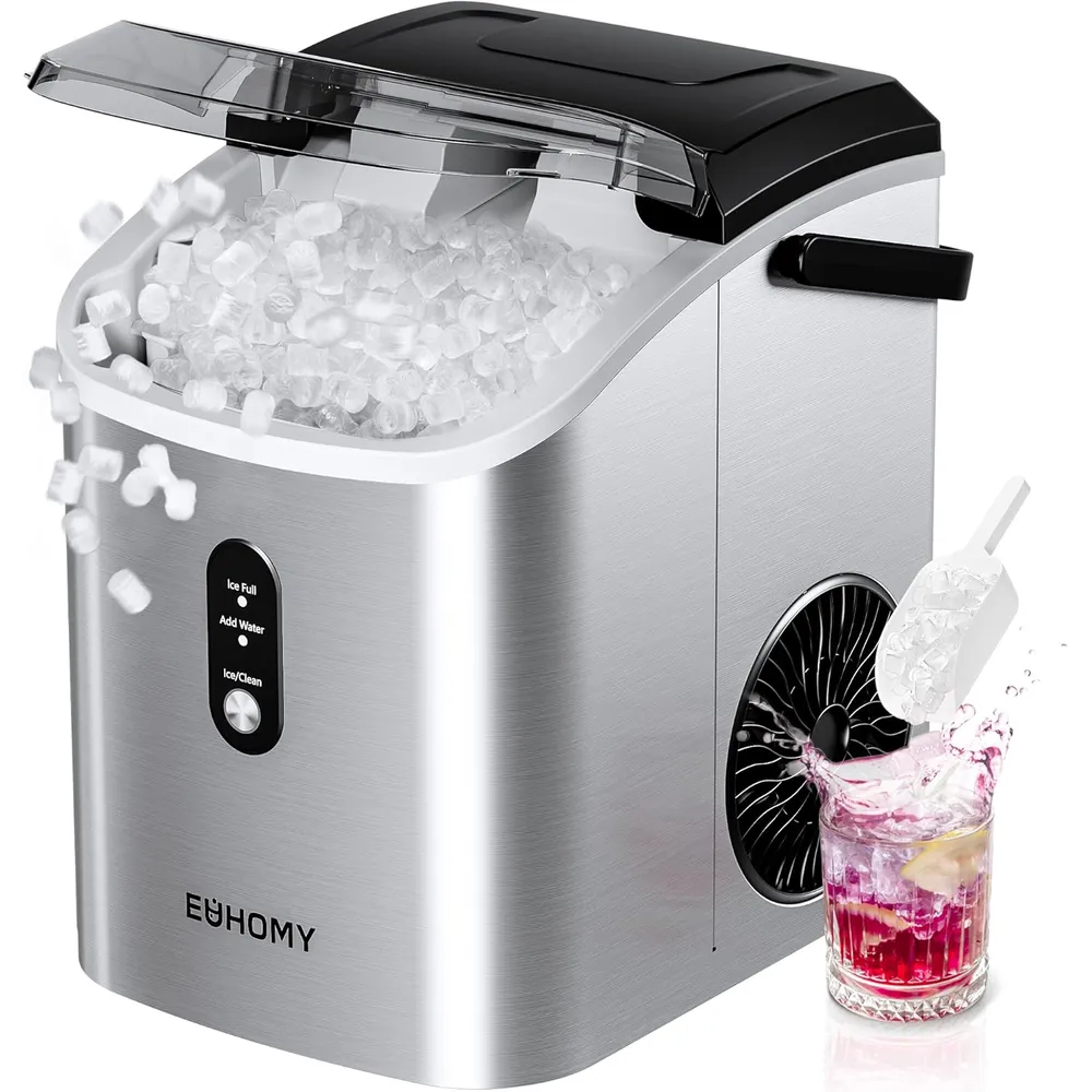 EUHOMY IM-12G-HM MÁQUINA DE HIELO SÓNICO EN TROCITOS 34 LB/24H | PLATEADO