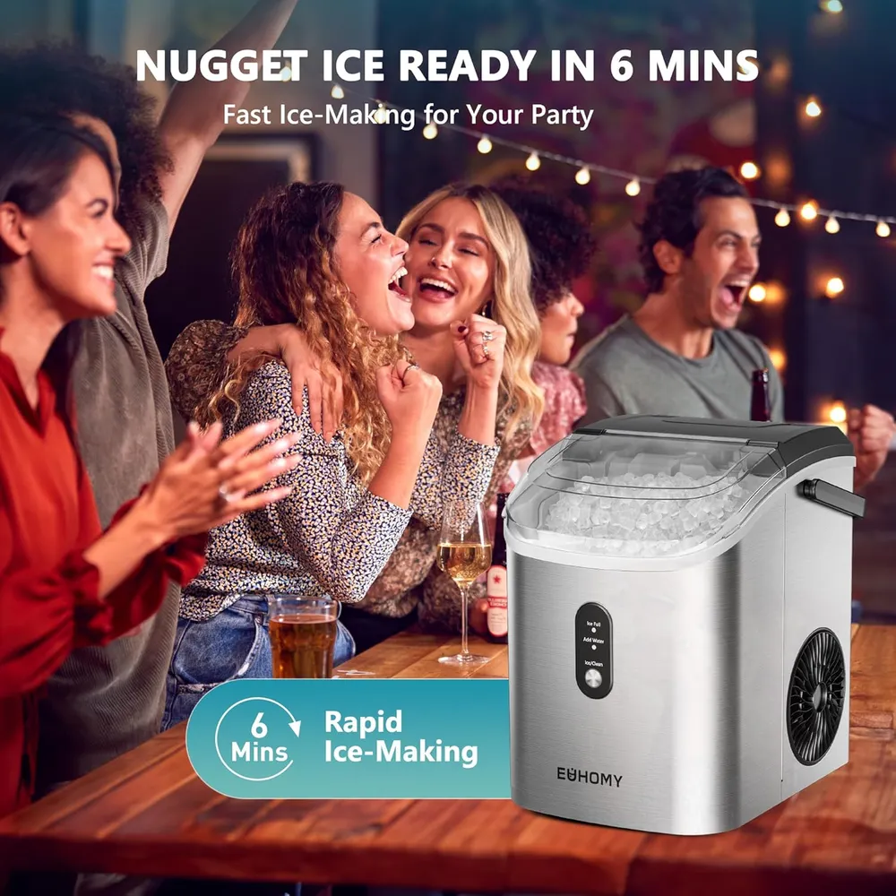 EUHOMY IM-12G-HM MÁQUINA DE HIELO SÓNICO EN TROCITOS 34 LB/24H | PLATEADO