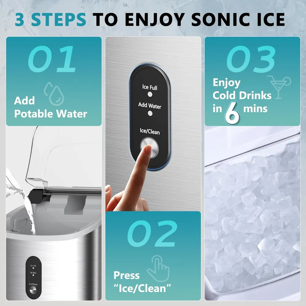 EUHOMY IM-12G-HM MÁQUINA DE HIELO SÓNICO EN TROCITOS 34 LB/24H | PLATEADO