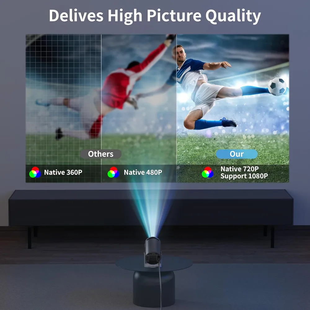 PROYECTOR MINI AUBOR CON WIFI Y BLUETOOTH, 1080P FULL HD COMPATIBLE CON 4K, 10000 LÚMENES, PANTALLA DE 130"