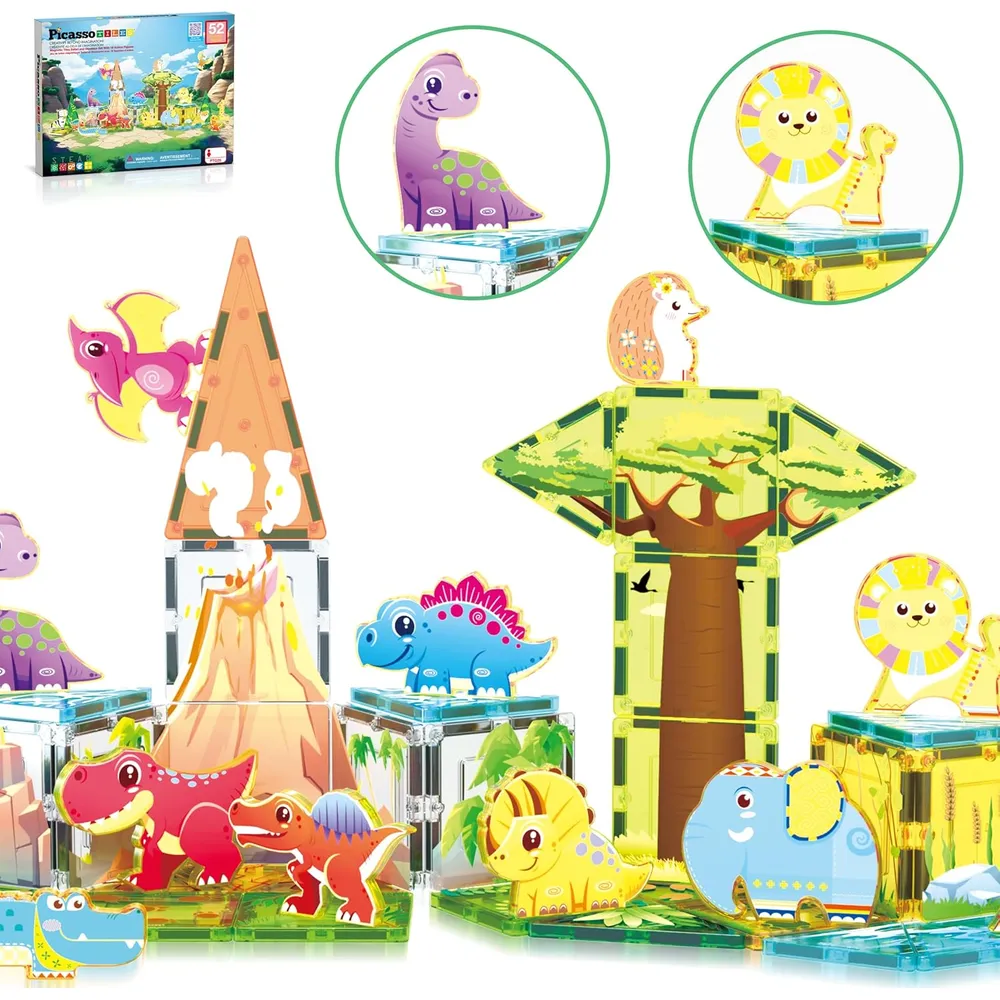 BLOQUES MAGNÉTICOS DINOSAURIOS Y SAFARI PTQ28 PICASSOTILES