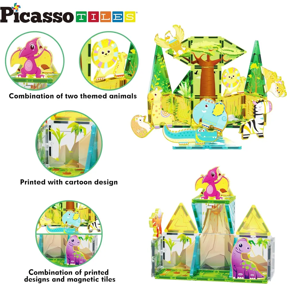 BLOQUES MAGNÉTICOS DINOSAURIOS Y SAFARI PTQ28 PICASSOTILES