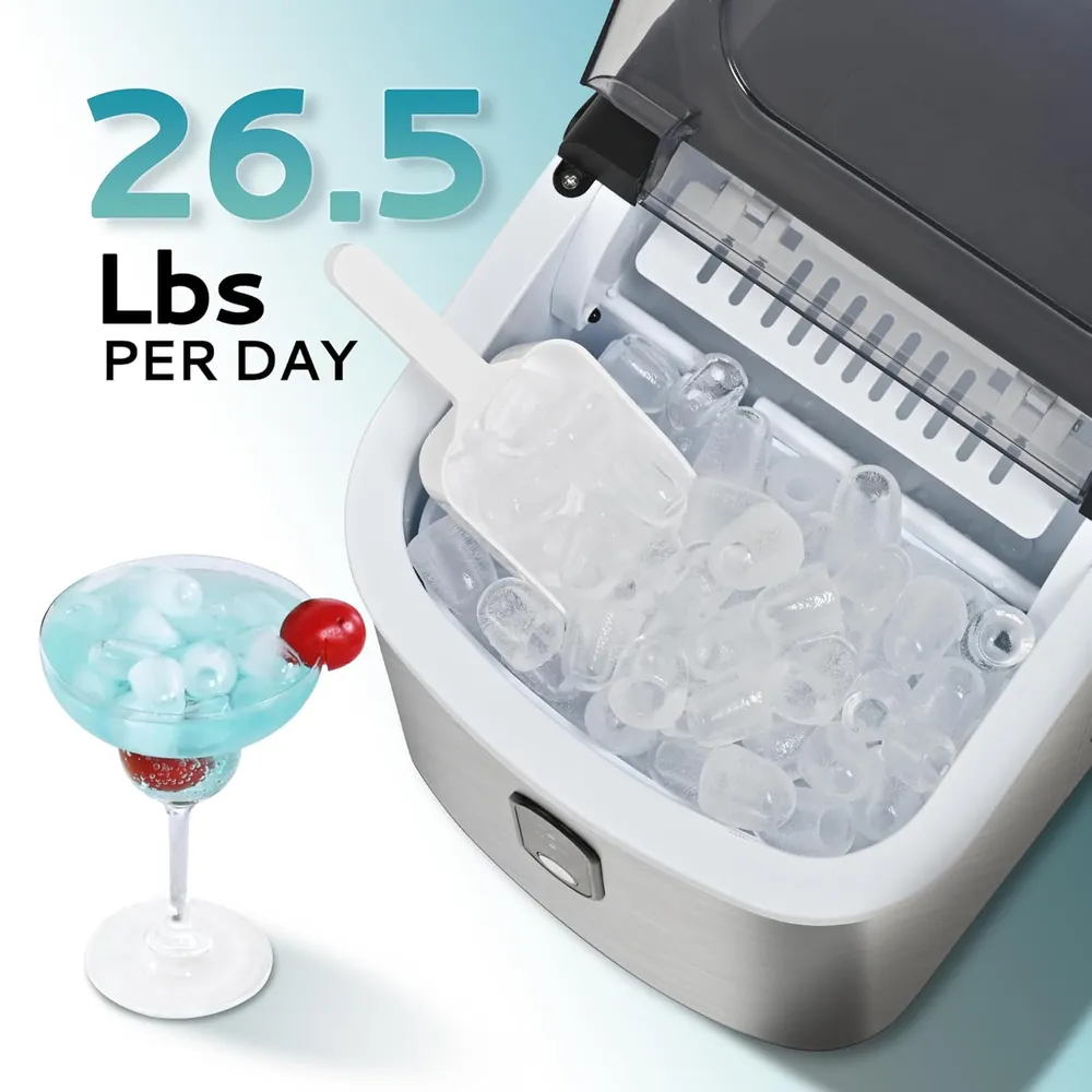 EUHOMY IM-18S MÁQUINA DE HIELO DE ENCIMERA 26.5 LB/24H | PLATEADO