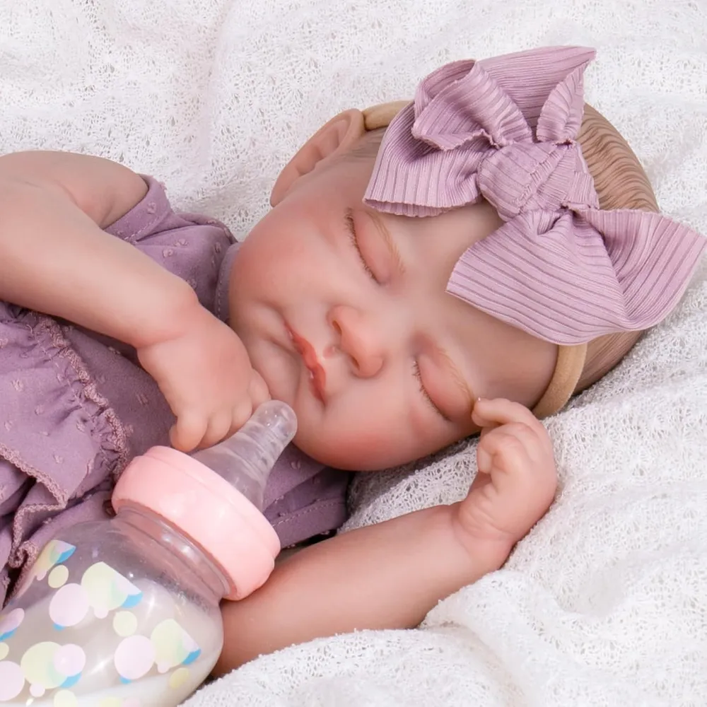 MUÑECA AORI BEBÉ REBORN 20" / 51 CM CON KIT DE ALIMENTACIÓN | PÚRPURA