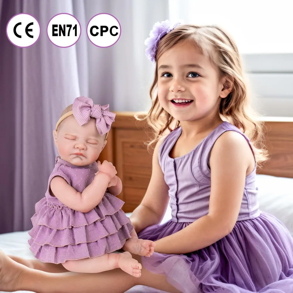 MUÑECA AORI BEBÉ REBORN 20" / 51 CM CON KIT DE ALIMENTACIÓN | PÚRPURA