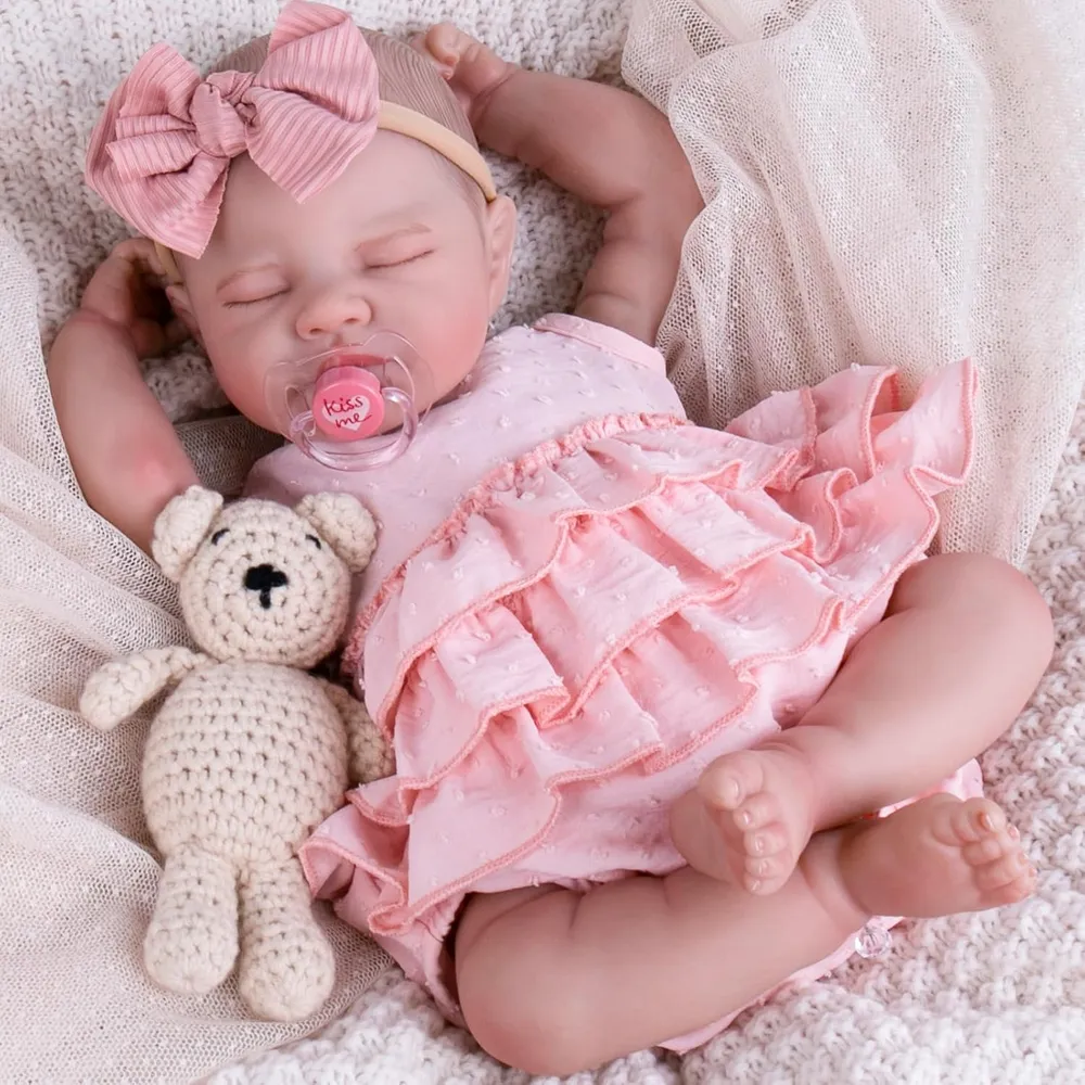 MUÑECA AORI BEBÉ REBORN 20" DURMIENDO | ROSA CLARO