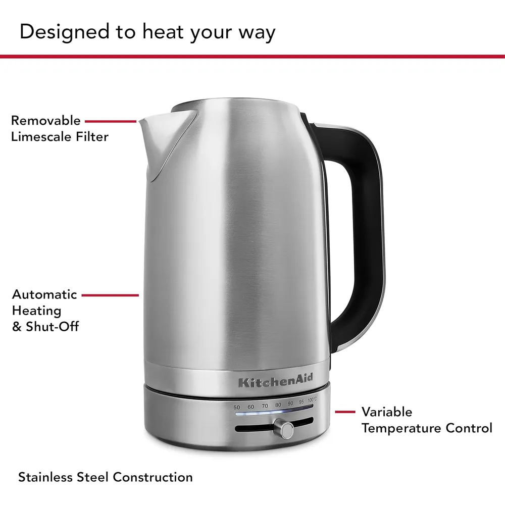 KITCHENAID KEK1701, HERVIDOR ELÉCTRICO 1.7 L CON CONTROL DE TEMPERATURA
