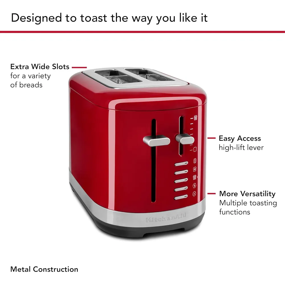 KITCHENAID, TOSTADORA AUTOMÁTICA 2 REBANADAS RANURAS EXTRA ANCHAS | ROJO