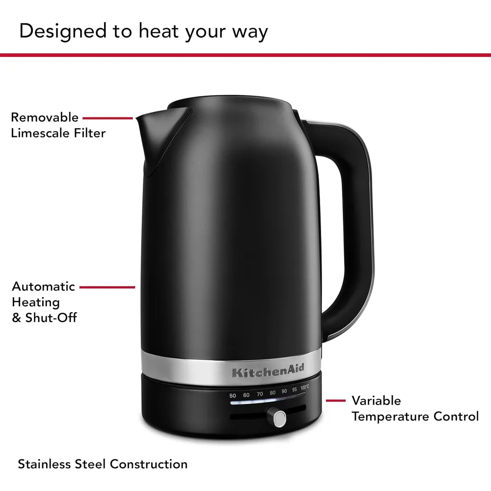 KITCHENAID KEK1701, HERVIDOR ELÉCTRICO 1.7 L | NEGRO MATE