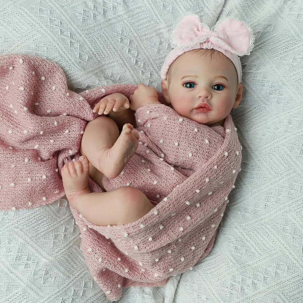 MUÑECA AORI BEBÉ REBORN 18" / 46 CM OJOS ABIERTOS CUERPO BLANDA