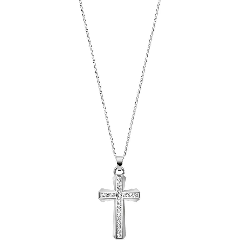 Conjunto Bulova mujer acero cuarzo 3 agujas collar | Plata