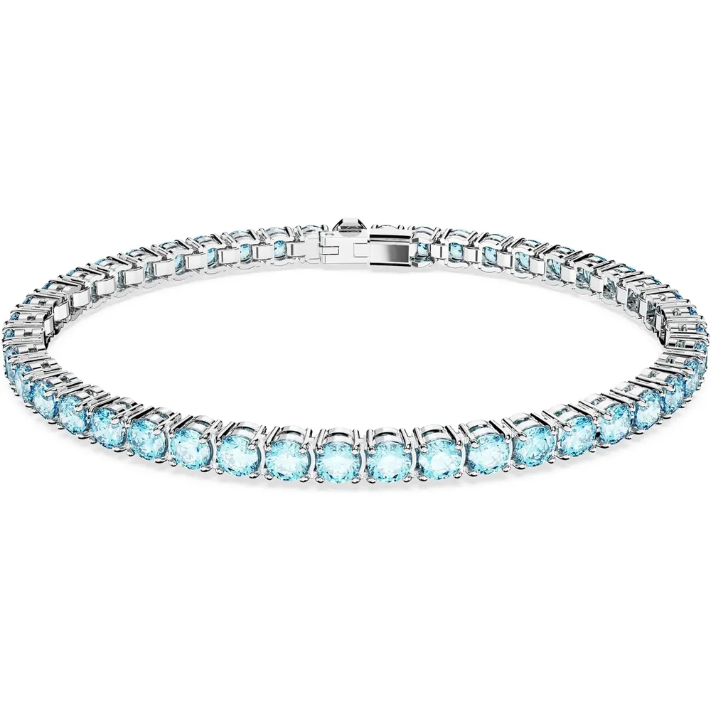 SWAROVSKI PULSERA TENNIS MATRIX ACABADO RODIO PARA MUJER EXTRA LARGE | AZUL