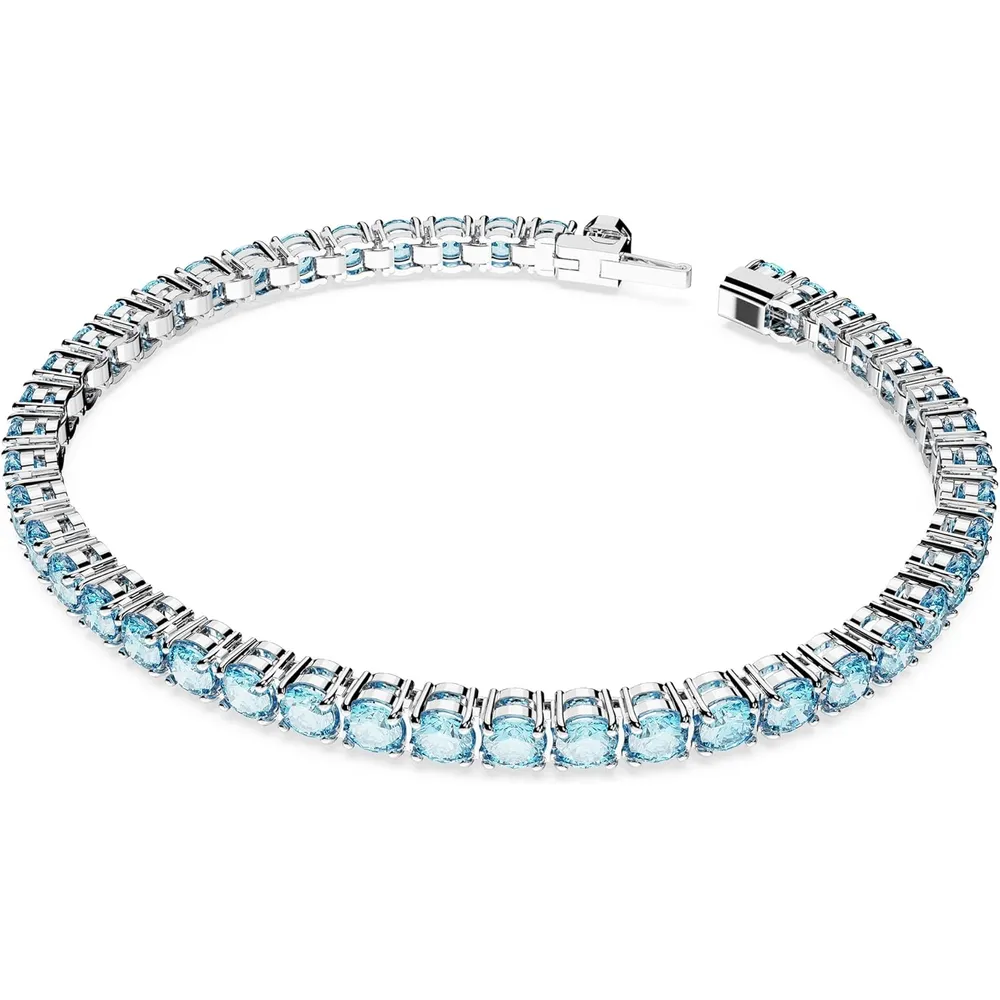 SWAROVSKI PULSERA TENNIS MATRIX ACABADO RODIO PARA MUJER EXTRA LARGE | AZUL
