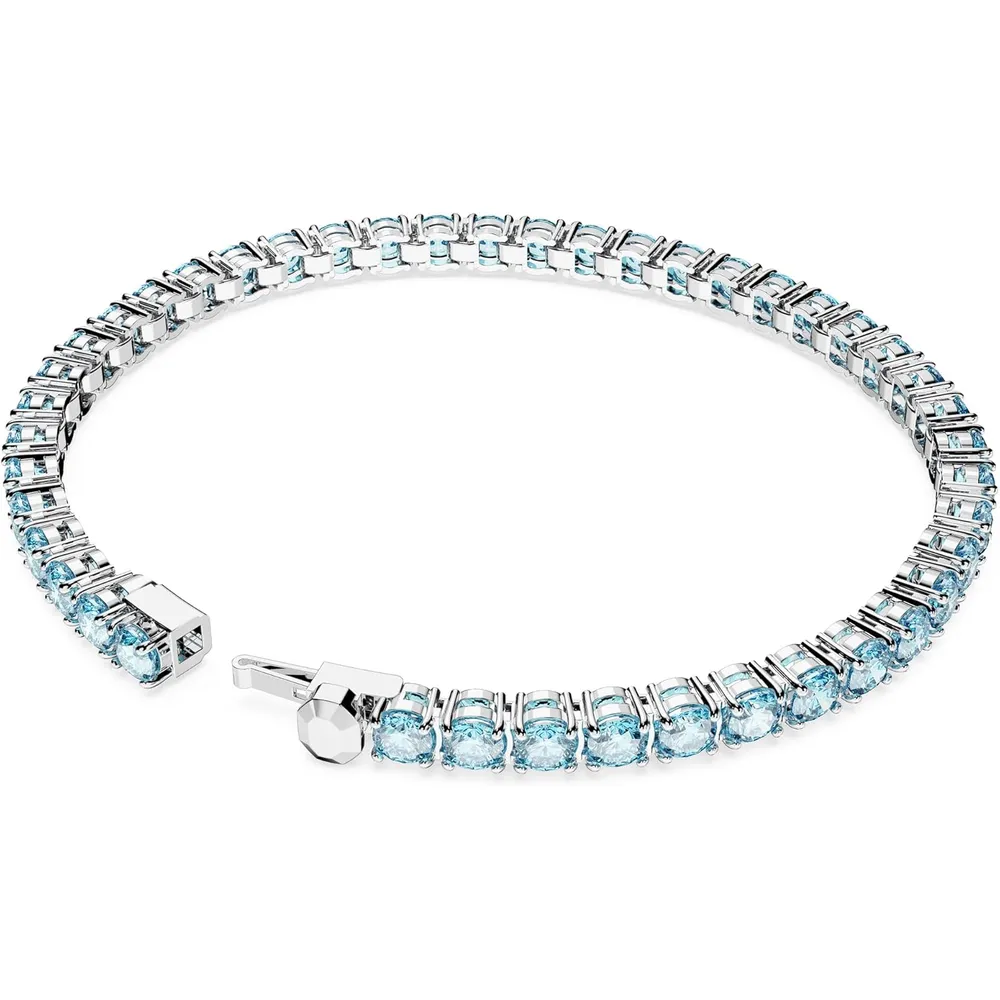 SWAROVSKI PULSERA TENNIS MATRIX ACABADO RODIO PARA MUJER EXTRA LARGE | AZUL