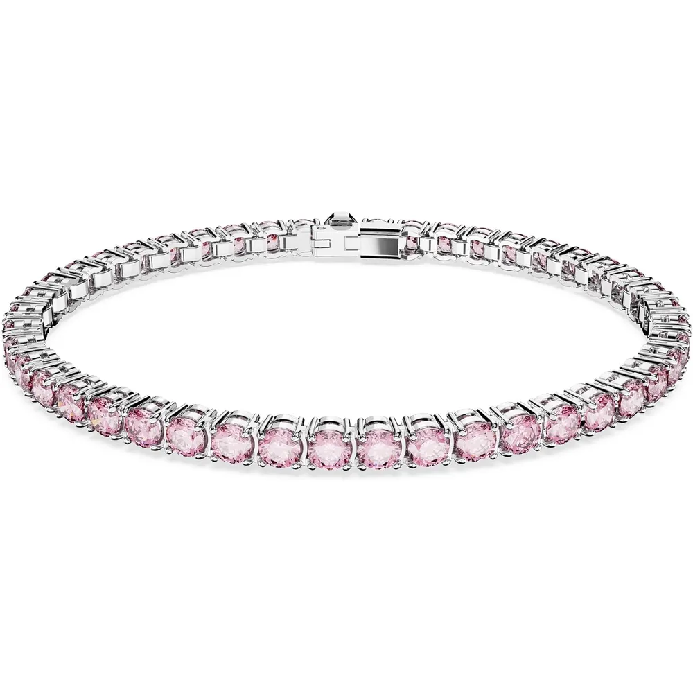 SWAROVSKI PULSERA TENNIS MATRIX ACABADO RODIO PARA MUJER EXTRA LARGE | ROSA