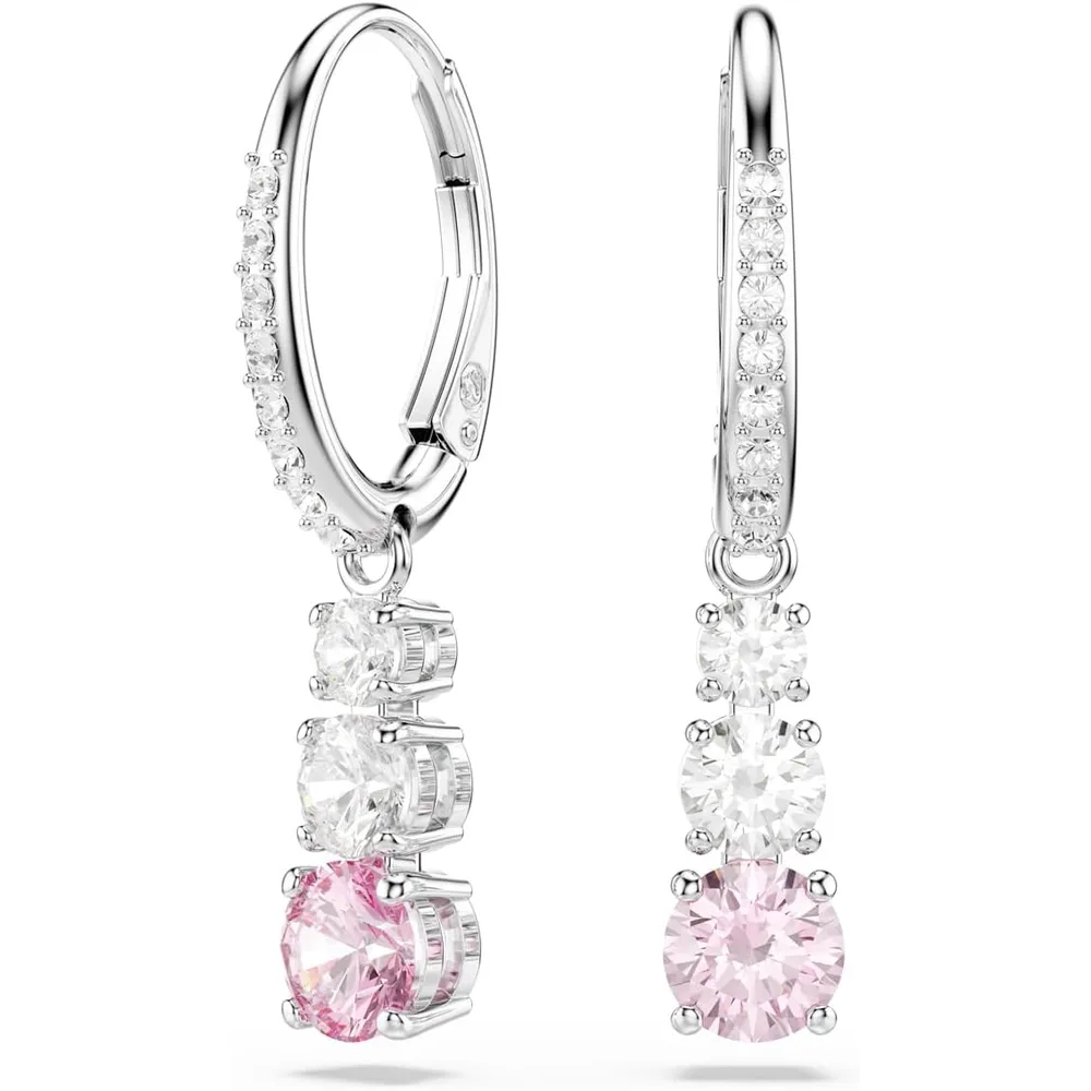 SWAROVSKI ARETES ARO CRISTALES PAVÉ RODIO | ROSA/PLATEADO