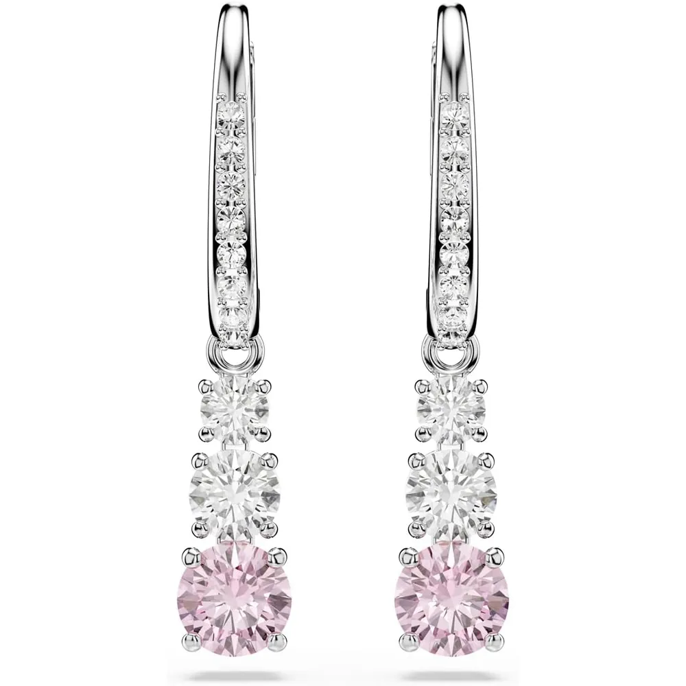 SWAROVSKI ARETES ARO CRISTALES PAVÉ RODIO | ROSA/PLATEADO