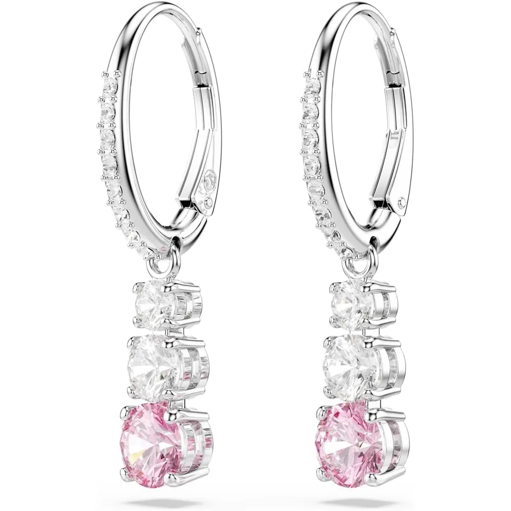 SWAROVSKI ARETES ARO CRISTALES PAVÉ RODIO | ROSA/PLATEADO