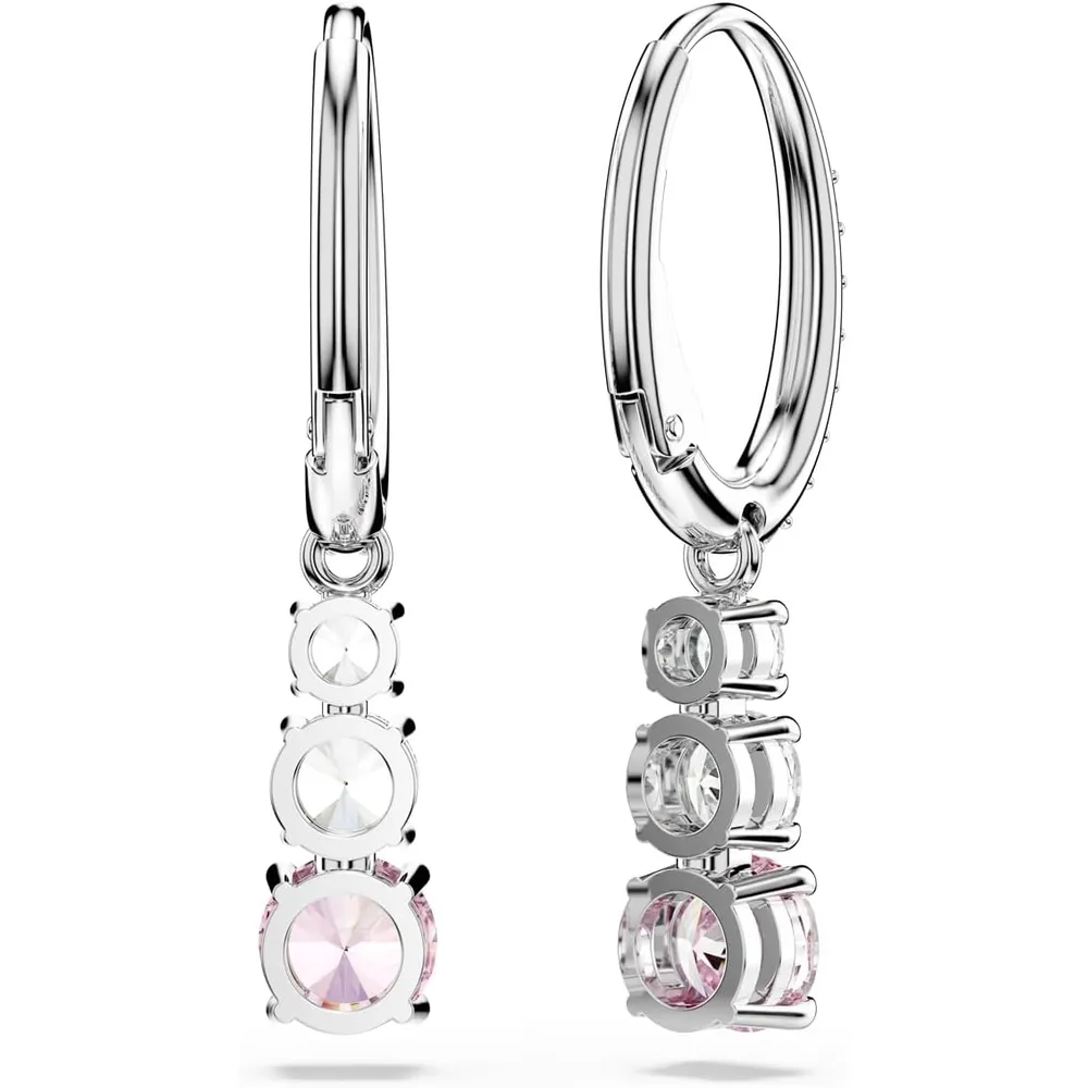 SWAROVSKI ARETES ARO CRISTALES PAVÉ RODIO | ROSA/PLATEADO
