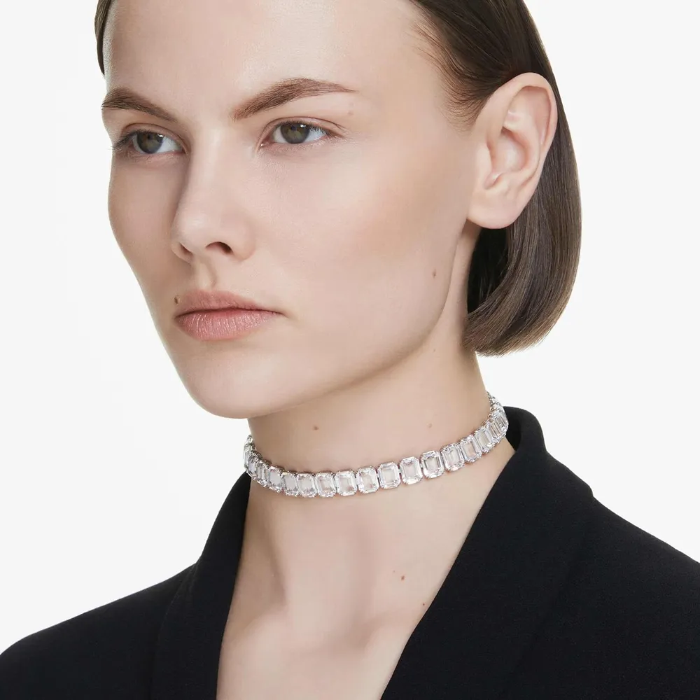 SWAROVSKI COLLAR CHOKER OCTÁGONO MILLENIA ACABADO RODIO PARA MUJER | TRANSPARENTE