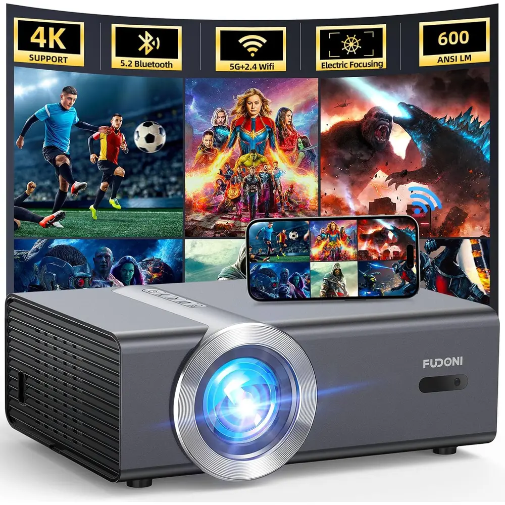 PROYECTOR FUDONI 1080P WIFI Y BLUETOOTH 4K | 20000 LUMEN 300"