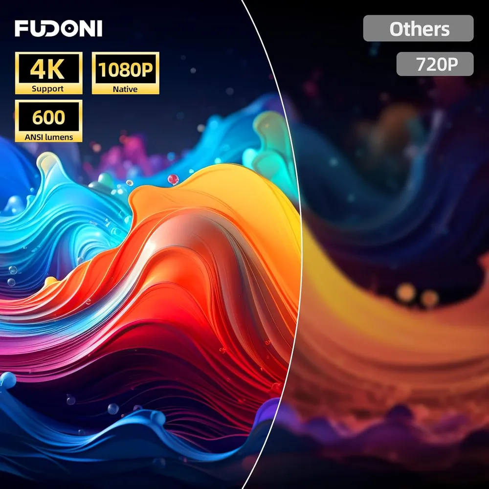 PROYECTOR FUDONI 1080P WIFI Y BLUETOOTH 4K | 20000 LUMEN 300"