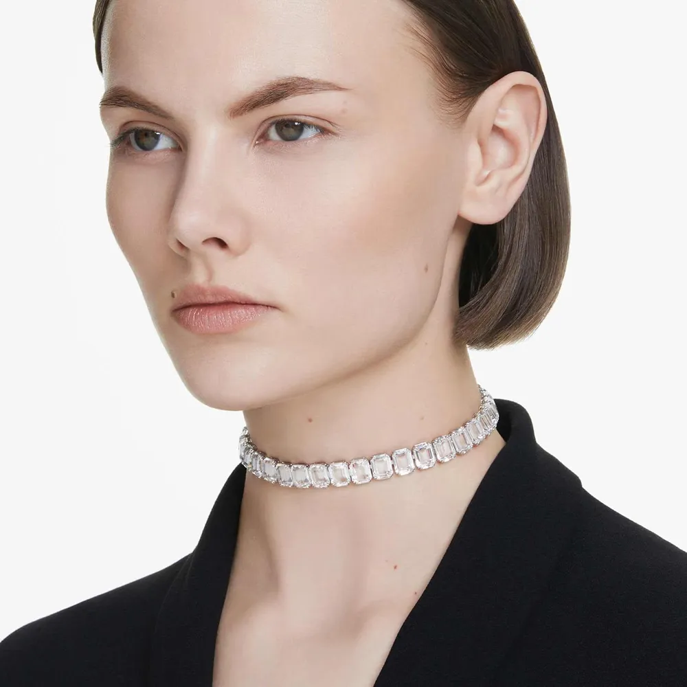 SWAROVSKI COLLAR CHOKER OCTÁGONO MILLENIA ACABADO RODIO PARA MUJER | PLATEADO