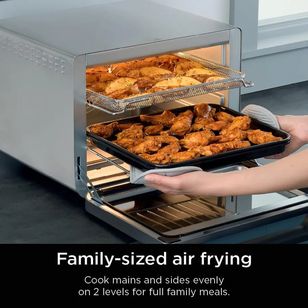 NINJA PRESTIGE XL DT551, HORNO TOSTADOR Y FREIDORA 10 EN 1, 1800 W | ACERO