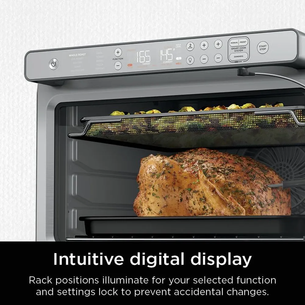 NINJA PRESTIGE XL DT551, HORNO TOSTADOR Y FREIDORA 10 EN 1, 1800 W | ACERO