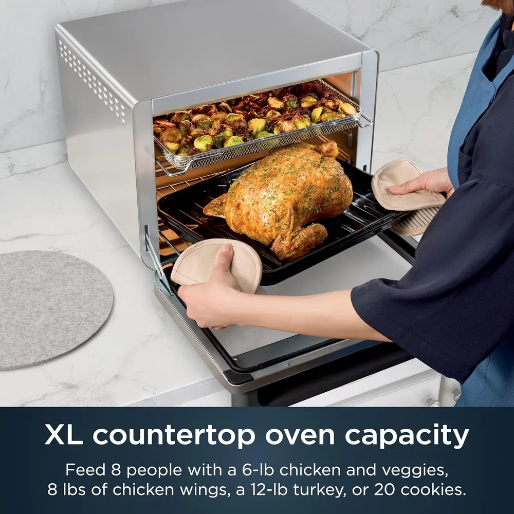 NINJA PRESTIGE XL DT501, HORNO Y FREIDORA DE AIRE 10 EN 1, PAVO 5.5 KG | ACERO