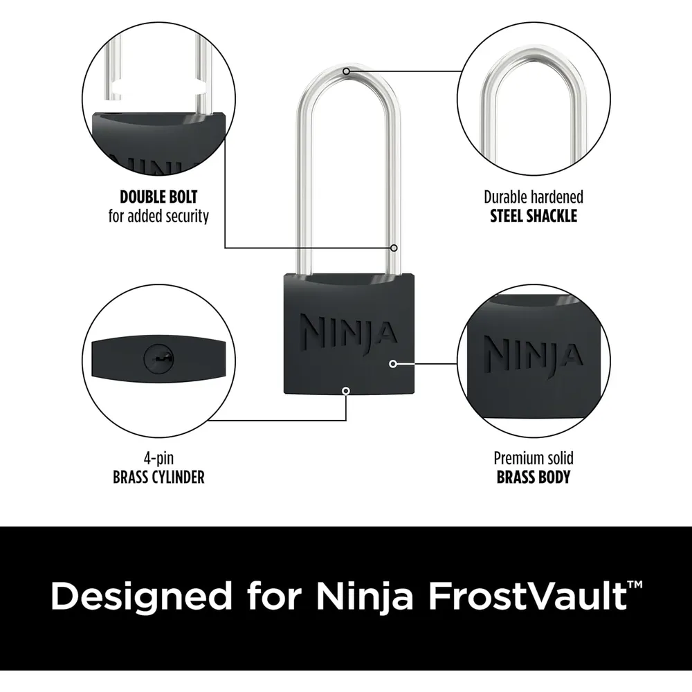 Ninja candados Frostvault, 2 piezas de acero endurecido, alta resistencia | Plateado