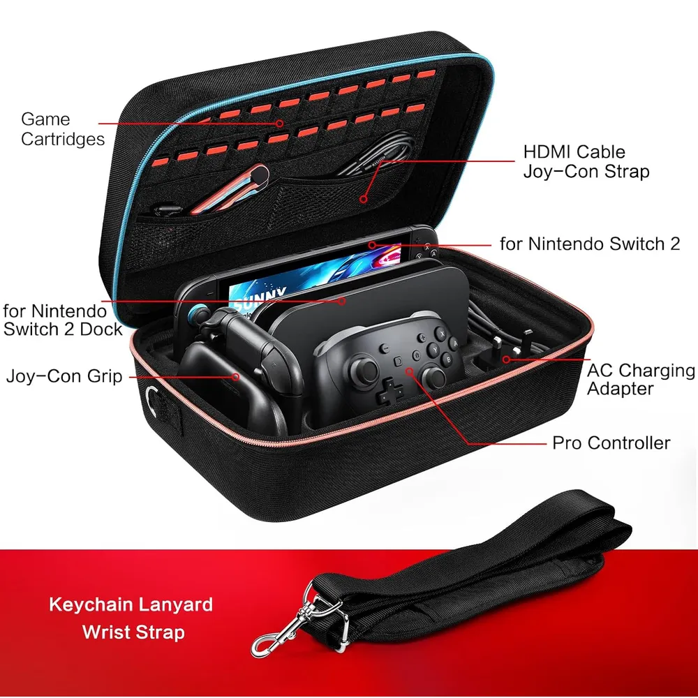Estuche de Viaje Tipo Bolso para Nintendo Switch 2 | Negro