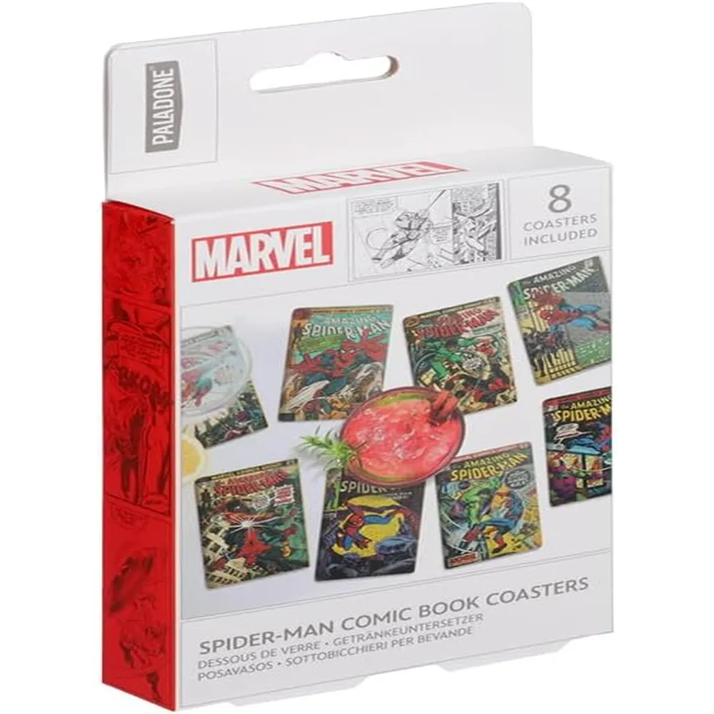 b0d5hcvnv9_2_webp.webp Paladone Spider-Man, juego de posavasos cómic 8 unidades oficial