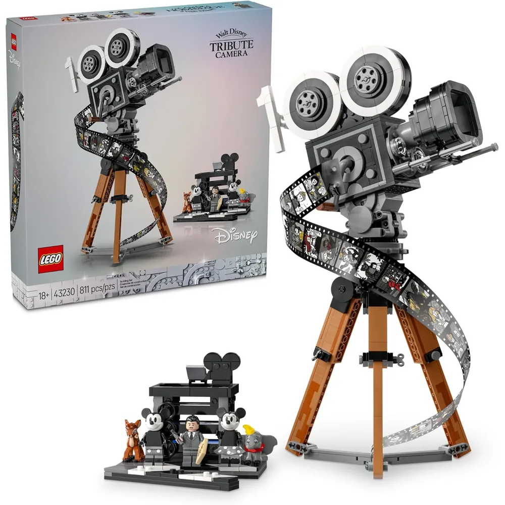 Lego Disney cámara de homenaje a Walt Disney, decoración coleccionable