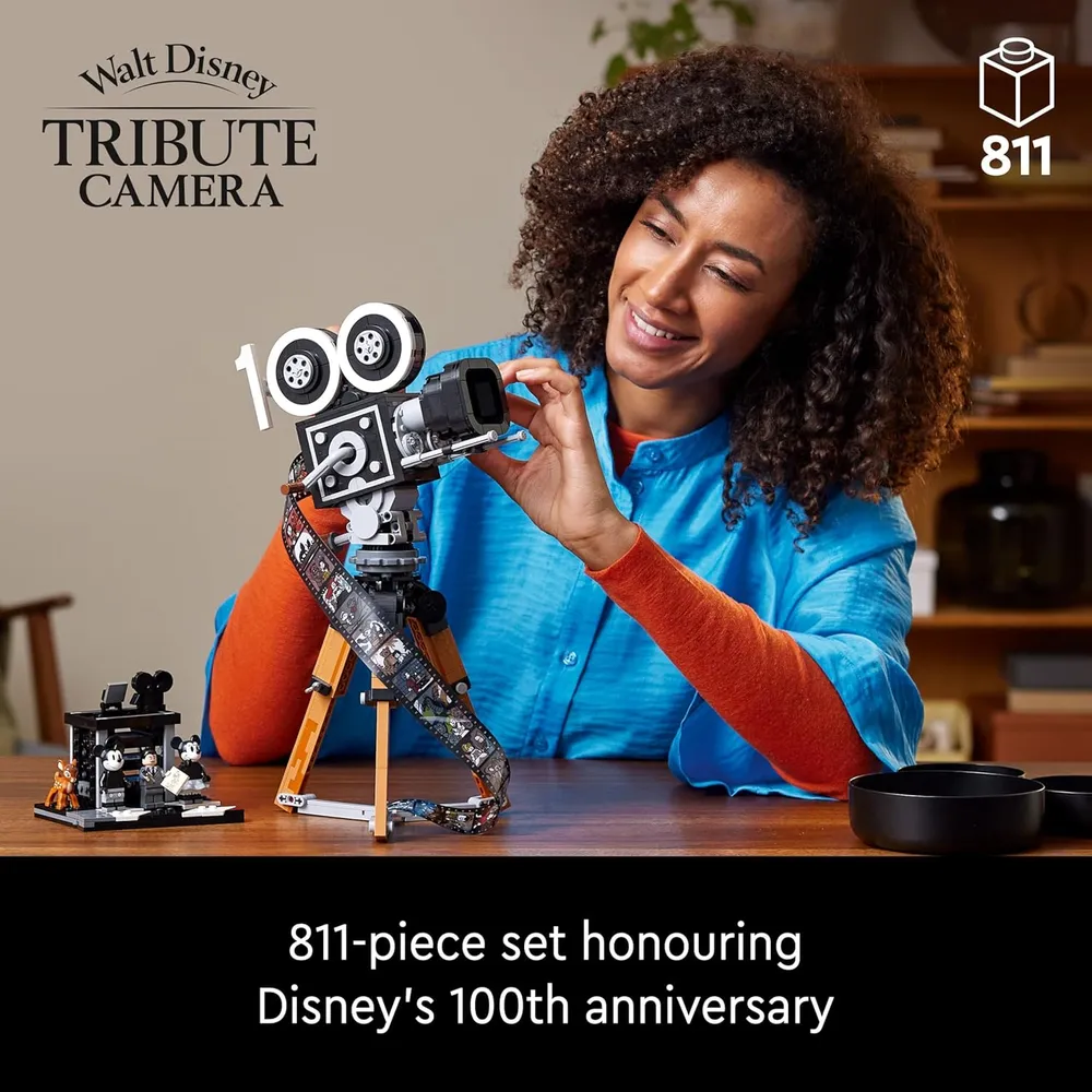 Lego Disney cámara de homenaje a Walt Disney, decoración coleccionable