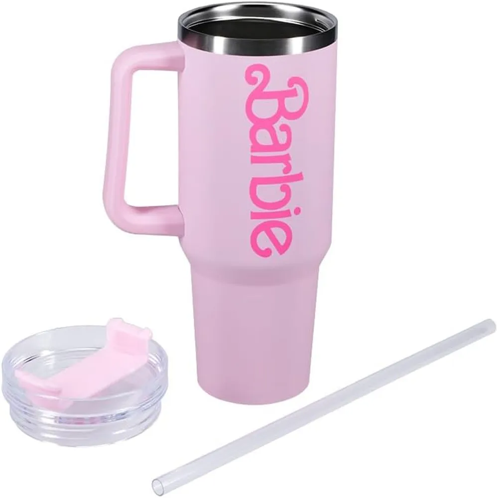 Paladone Barbie, botella acero inoxidable H2O con tapa y pote 1.2L