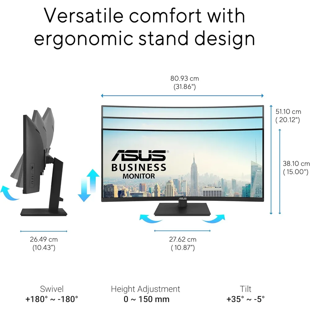 ASUS VA34VCPSR Monitor Curvo 34" WQHD USB-C