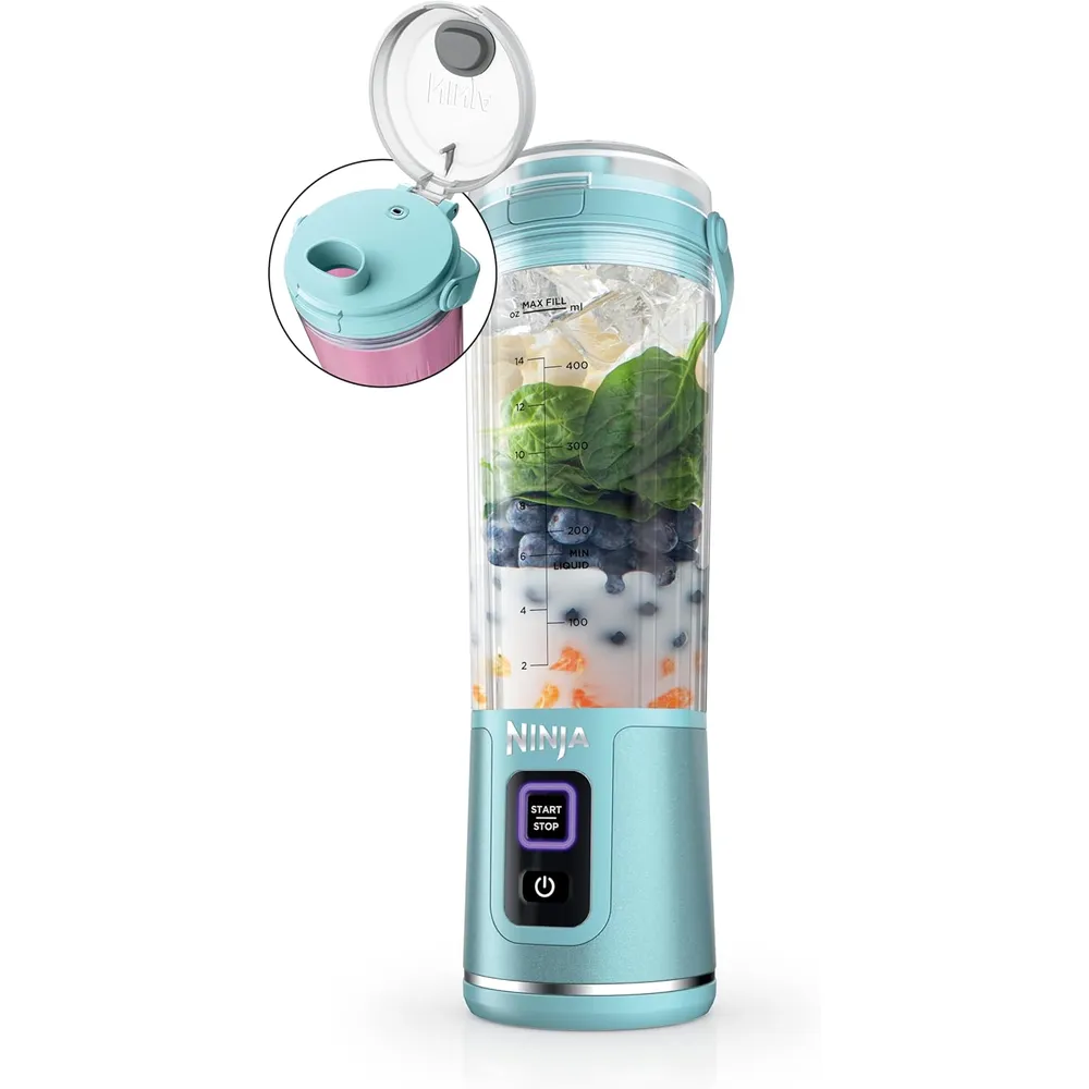 NINJA LICUADORA PORTÁTIL BLAST 500 ML, INALÁMBRICA, RECARGABLE | AGUAMARINA