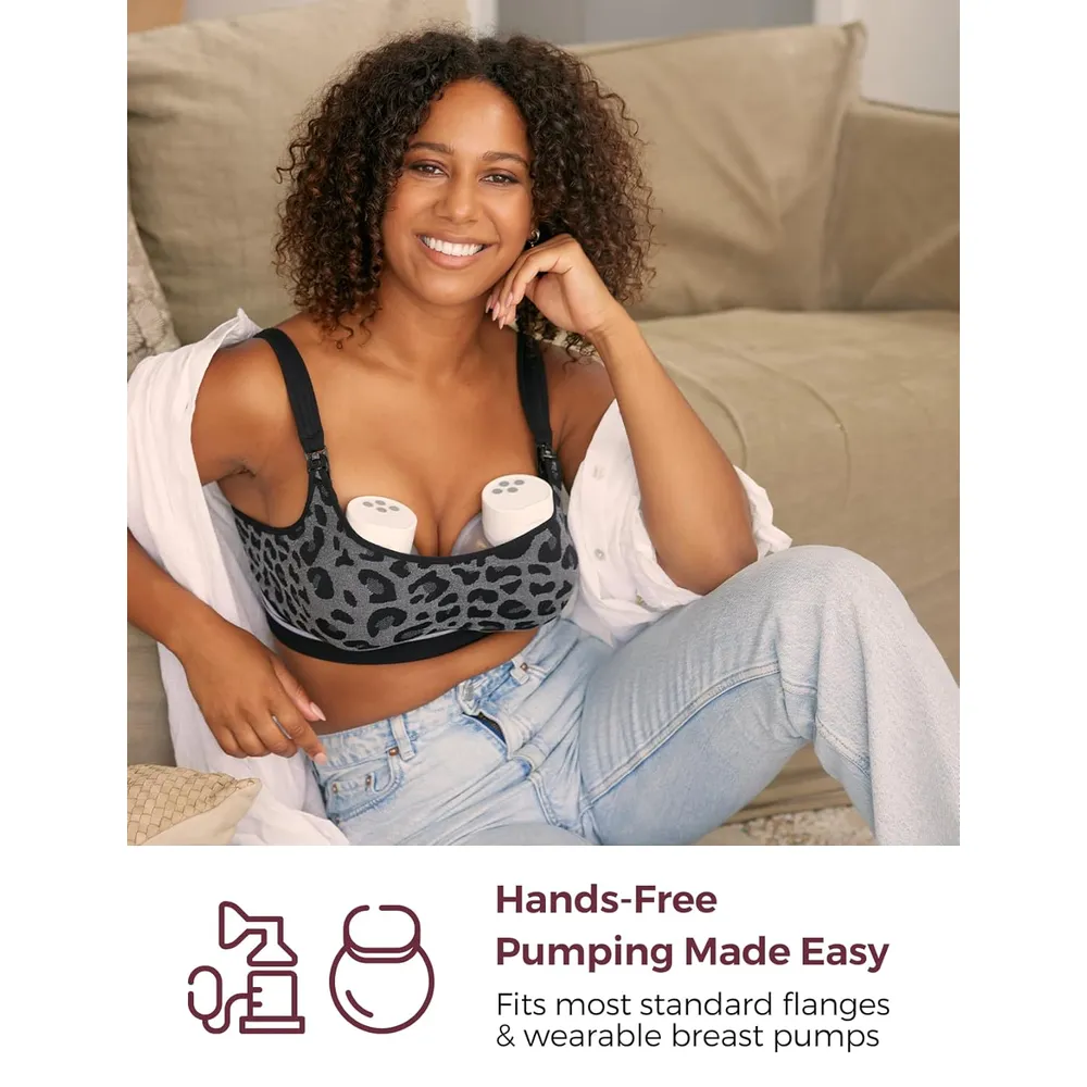 Momcozy brasier de lactancia cómodo | Negro (Leopard Black)