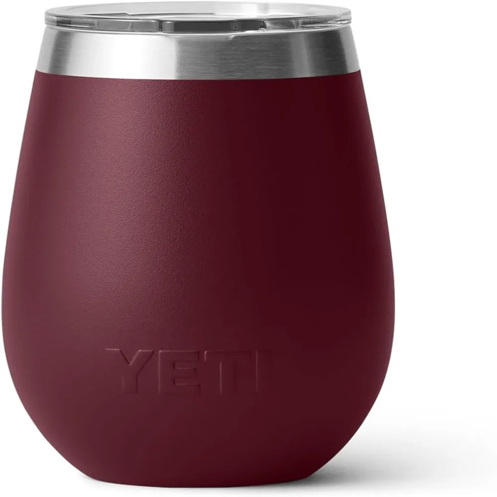 YETI Rambler Vaso de vino de 10 oz de acero inoxidable con tapa MagSlider color guinda