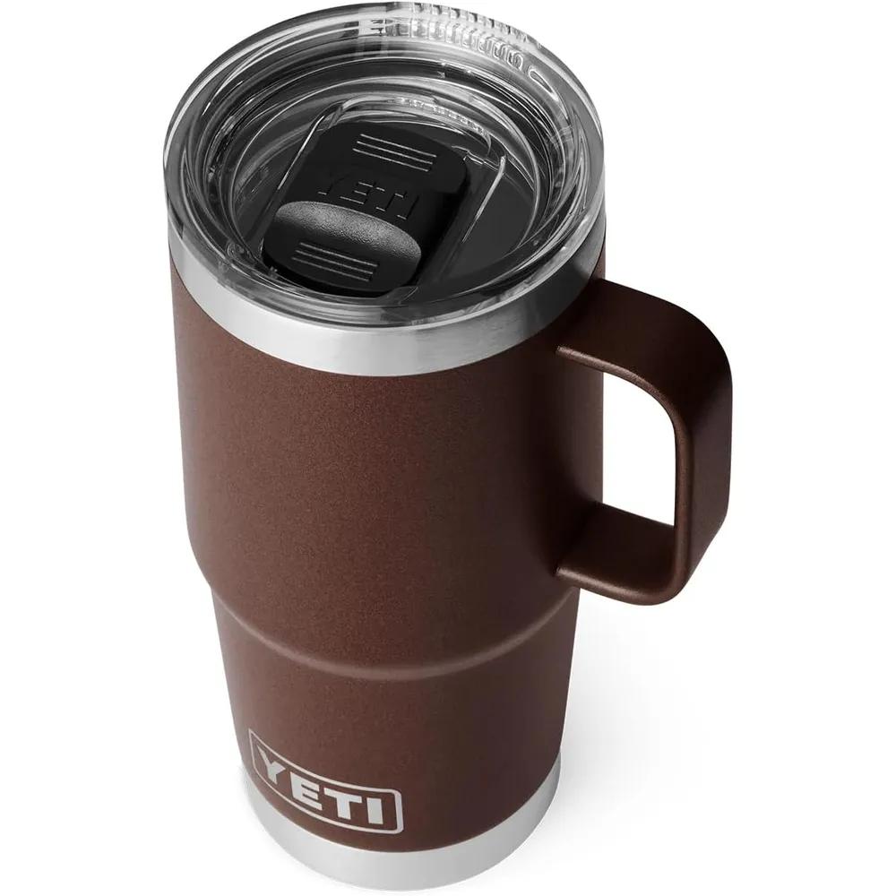 YETI Rambler Vaso de 20 oz de acero inoxidable y tapa Stronghold color marrón