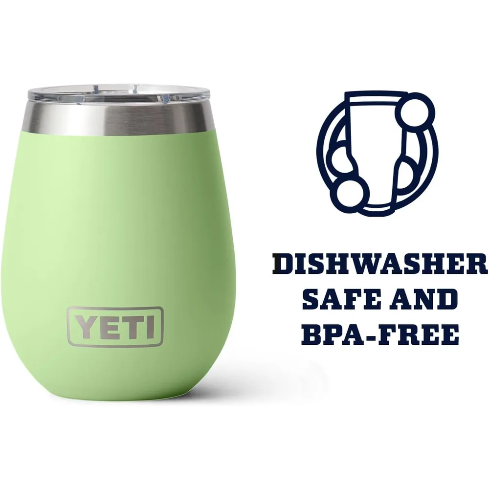 YETI Rambler Vaso de vino de 10 oz de acero inoxidable con tapa MagSlider color verde limón